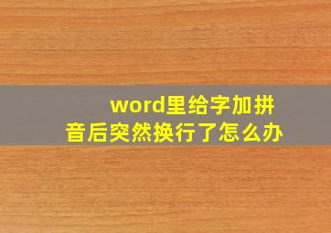 word里给字加拼音后突然换行了怎么办