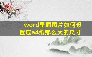 word里面图片如何设置成a4纸那么大的尺寸