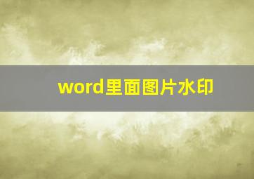 word里面图片水印