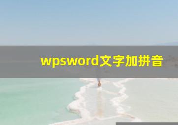 wpsword文字加拼音