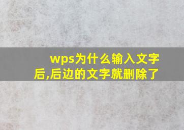 wps为什么输入文字后,后边的文字就删除了