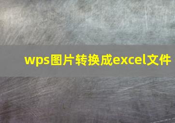 wps图片转换成excel文件