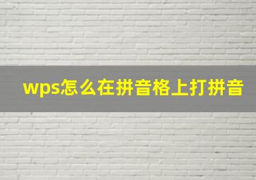 wps怎么在拼音格上打拼音