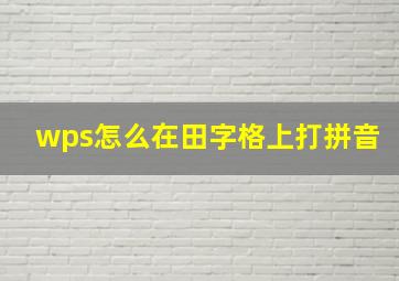 wps怎么在田字格上打拼音