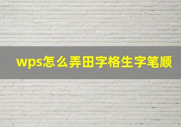 wps怎么弄田字格生字笔顺