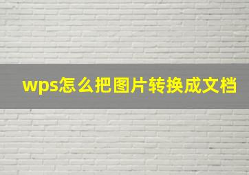 wps怎么把图片转换成文档