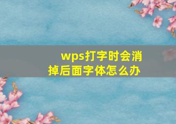 wps打字时会消掉后面字体怎么办