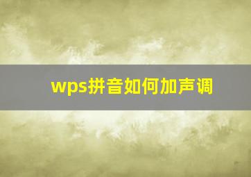 wps拼音如何加声调