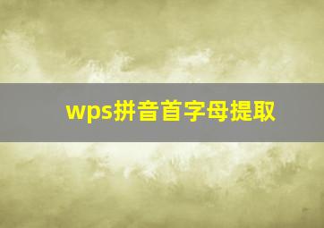 wps拼音首字母提取