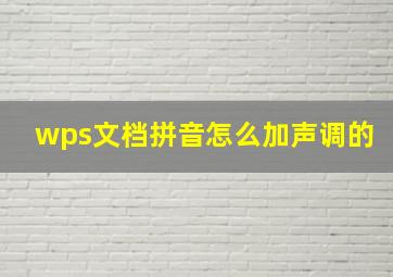 wps文档拼音怎么加声调的