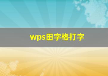 wps田字格打字