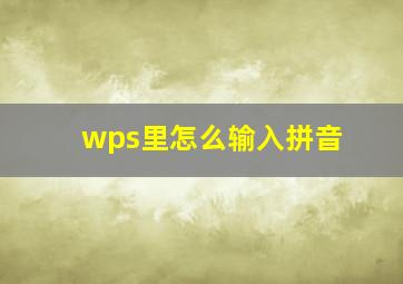 wps里怎么输入拼音