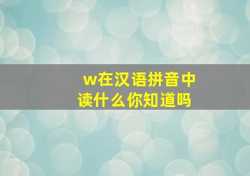 w在汉语拼音中读什么你知道吗