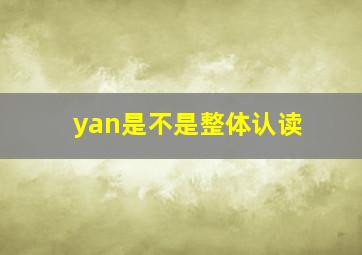 yan是不是整体认读