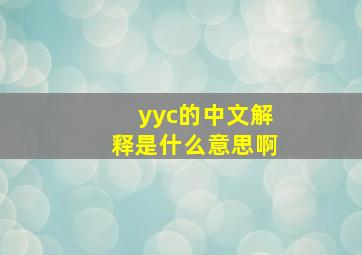 yyc的中文解释是什么意思啊