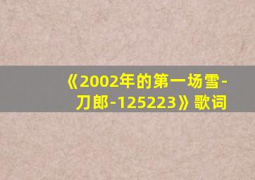 《2002年的第一场雪-刀郎-125223》歌词