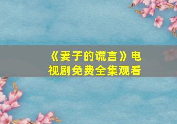 《妻子的谎言》电视剧免费全集观看