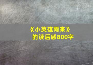 《小英雄雨来》的读后感800字