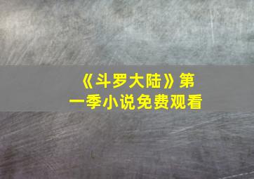 《斗罗大陆》第一季小说免费观看