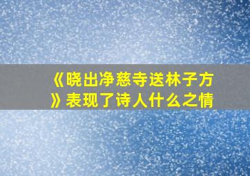 《晓出净慈寺送林子方》表现了诗人什么之情