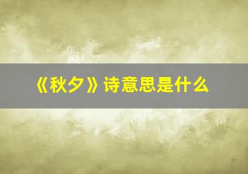 《秋夕》诗意思是什么