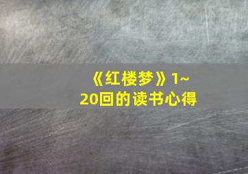 《红楼梦》1~20回的读书心得