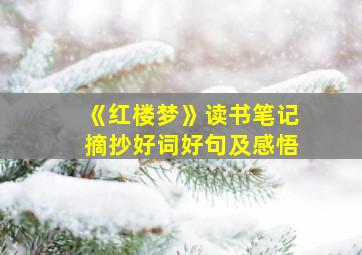 《红楼梦》读书笔记摘抄好词好句及感悟