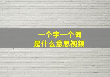 一个字一个词是什么意思视频