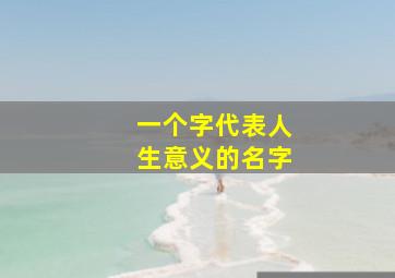 一个字代表人生意义的名字