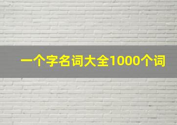 一个字名词大全1000个词