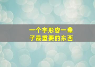 一个字形容一辈子最重要的东西