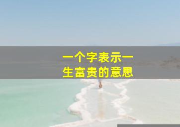 一个字表示一生富贵的意思