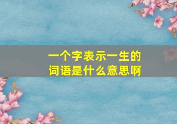 一个字表示一生的词语是什么意思啊