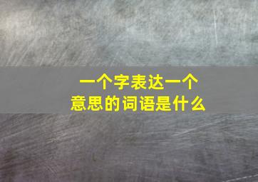 一个字表达一个意思的词语是什么