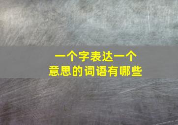 一个字表达一个意思的词语有哪些