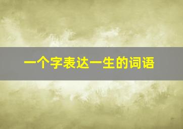 一个字表达一生的词语