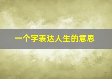 一个字表达人生的意思