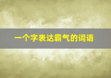 一个字表达霸气的词语