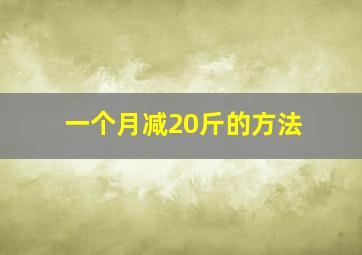 一个月减20斤的方法