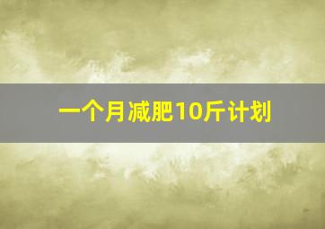 一个月减肥10斤计划