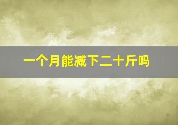 一个月能减下二十斤吗