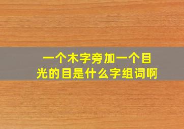 一个木字旁加一个目光的目是什么字组词啊