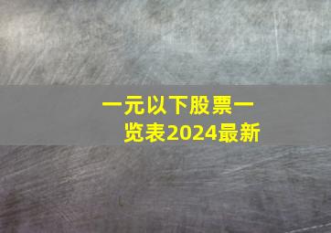 一元以下股票一览表2024最新