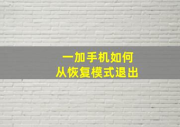 一加手机如何从恢复模式退出