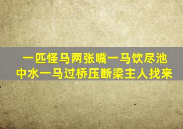 一匹怪马两张嘴一马饮尽池中水一马过桥压断梁主人找来