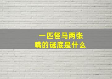 一匹怪马两张嘴的谜底是什么