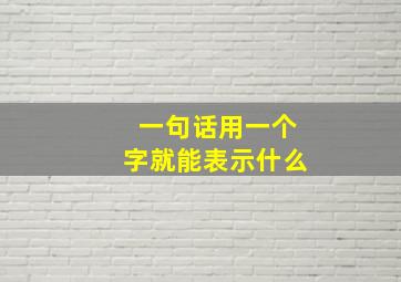 一句话用一个字就能表示什么