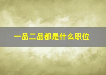 一品二品都是什么职位