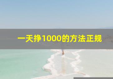 一天挣1000的方法正规