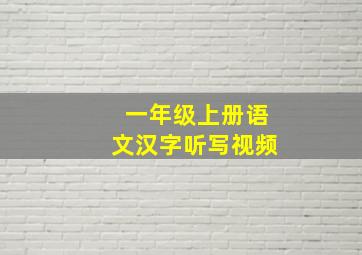 一年级上册语文汉字听写视频